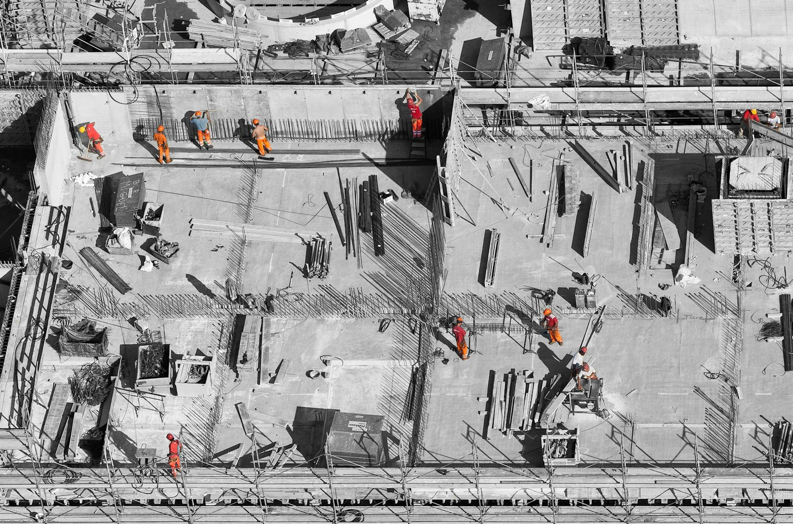 Building work under construction viewed from above